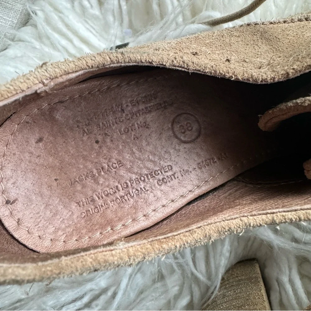 ALLSAINTS SPITAFIELDS Heeled Oxford Wingtip Suede Lace Up • size 38 (7.5) - Picture 7 of 16